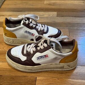 Autry White, Mustard Yellow and Brown Sneakers-worn with love size 36